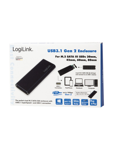 External HDD enclosure, M.2 SATA - USB 3.1 Gen2