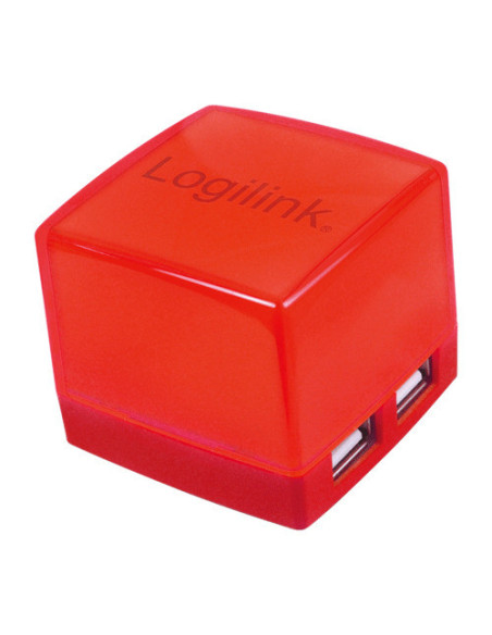 USB 2.0 HUB, 4-Port, illuminated, Red