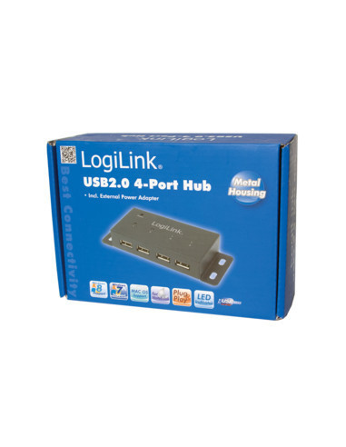 USB 2.0 Hub, 4-Port, Metal