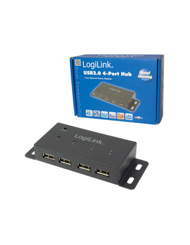 USB 2.0 Hub, 4-Port, Metal