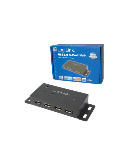 USB 2.0 Hub, 4-Port, Metal