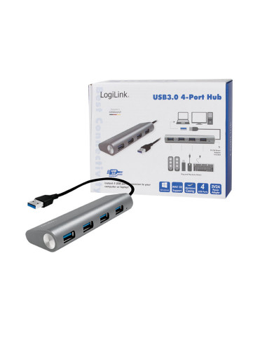 USB 3.0, 4-port hub, with aluminum...