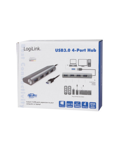 USB 3.0, 4-port hub, with aluminum...