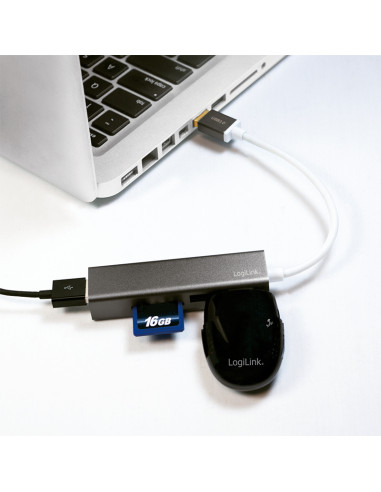 USB A 3.0, 3-port hub con card reader
