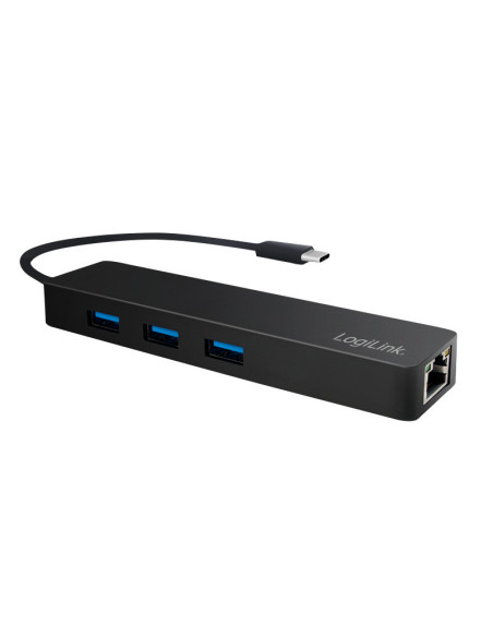 USB-C 3-port hub USB-A 3.0, con Gigabit LAN Nero