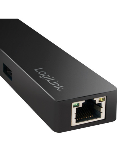 USB-C 3-port hub USB-A 3.0, con Gigabit LAN Nero