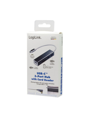 USB-C 3.0, 3-port hub con Card Reader