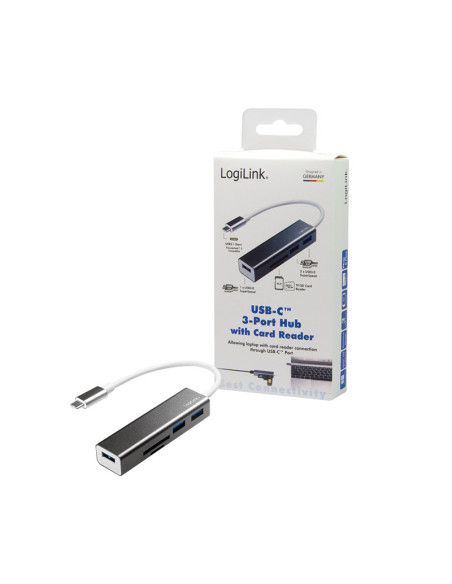USB-C 3.0, 3-port hub con Card Reader