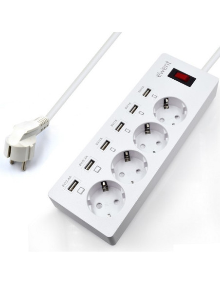Multipla 4 posizioni + 6 Ricarica USB 2,4A