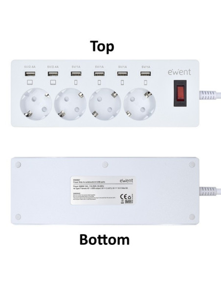 Multipla 4 posizioni + 6 Ricarica USB 2,4A