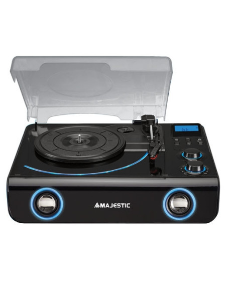 Giradischi 33-45-78 Giri 2x 2W RMS, Bluetooth 2.1, USB, FM, LCD, RCA, AUX