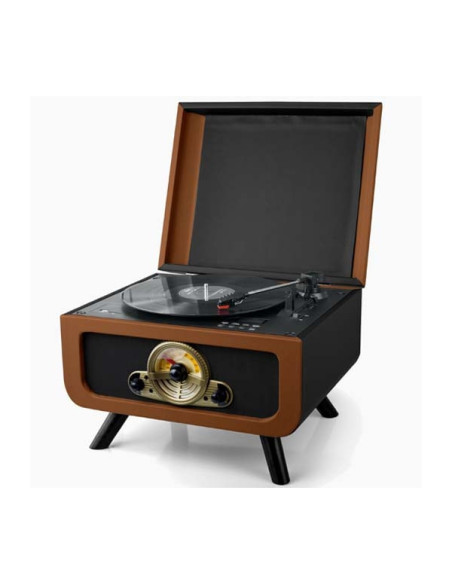Giradischi Retro 33-45-78 Giri con CD, USB, AUX, LED, Bluetooth 3.0, Radio AM/FM