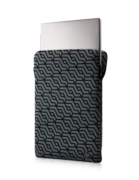 14", Sleeve for laptop, Reversible - Geometric, grey, neoprene
