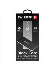 15.000 mAh Slim, SmartIC, 2xUSB (TypeC & MicroUSB) Nero