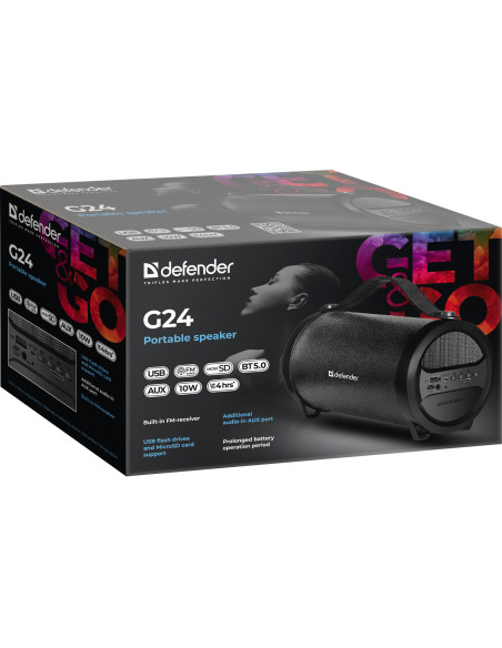 G24, CASSE BLUETOOTH 5.0, 10W FM/TF/USB/AUX/1500mAh