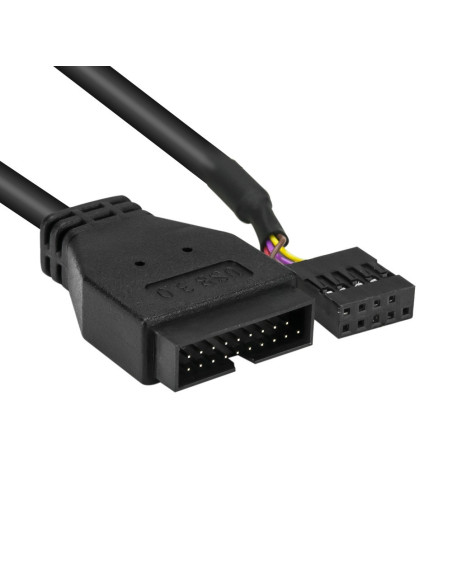 Adattatore USB 3.0 19 Pin to USB 2.0 10 Pin, 20 cm, Nero