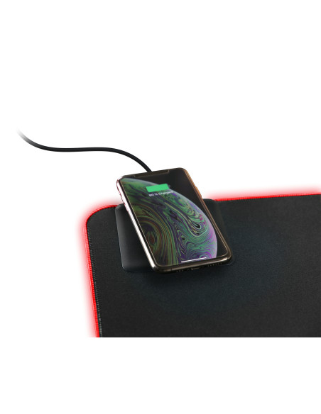 Gaming Mousepad RGB XL (900x400)mm con Caricatore Wireless per Smartphone 10W Fast-Charge