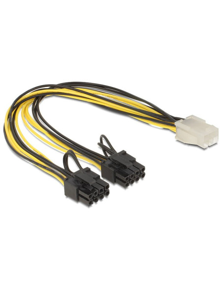 0,30cm Power Cable - PCI Express 6 pin F - 2x 6+2 pin M