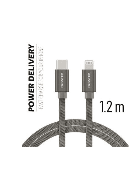 1,20 mt USB-C LIGHTNING Tessuto  Grigio