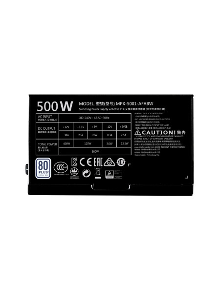 500W MasterWatt Lite, Full Modular 80 PLUS