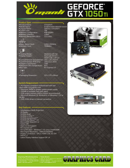 4GB GeForce GTX 1050 Ti GDDR5