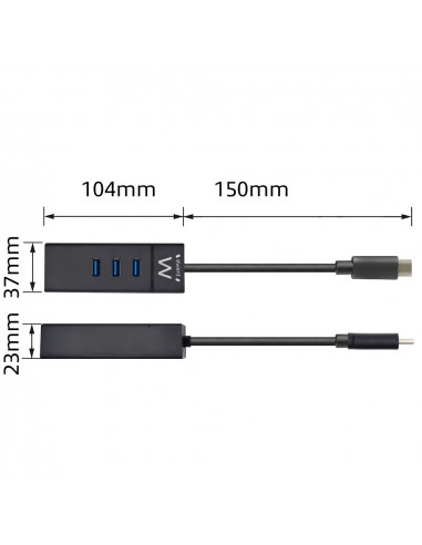 HUB USB Type C, 3xUSB A 3.2 + Porta...