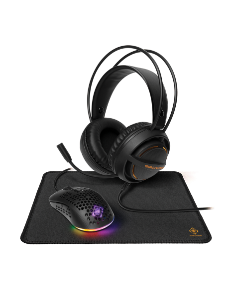 Gaming kit 3-in-1 headset, mouse, mousepad, black with LEDs