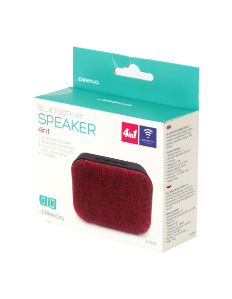 Speaker Bluetooth, Micro SD, USB, Radio FM Black/Red