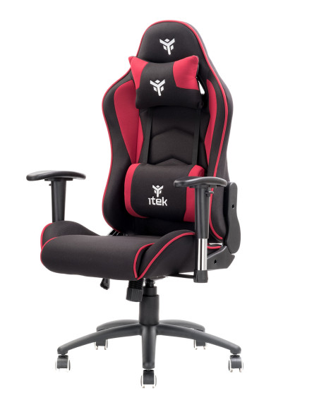 Gaming Chair PLAYCOM FM20 - Tessuto, Doppio Cuscino, Braccioli  Nero/Rosso