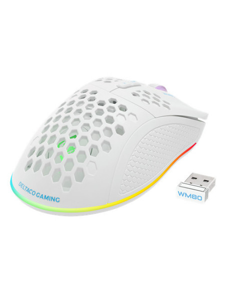 Mouse Right-hand RF Wireless + USB Type-C Laser 6400 DPI, White RGB