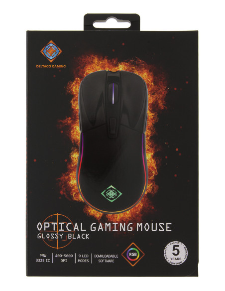 Gaming Mouse RGB (9 modalità LED, PMW3325, 400-5000 DPI, 1000 Hz, LED, USB)
