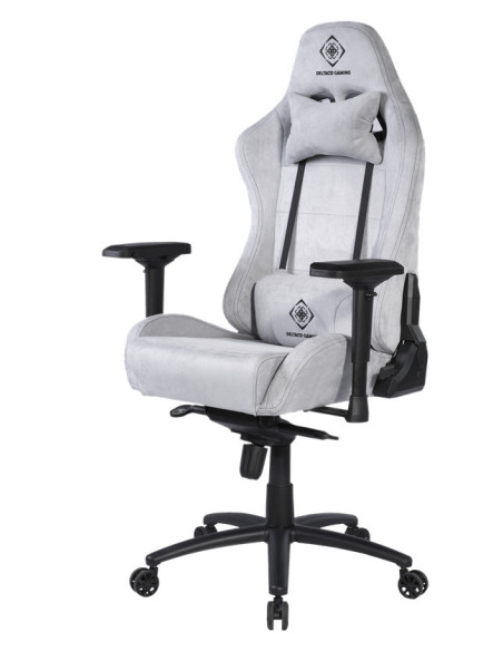 Gaming chair soft Alcantara light-grey DC440D ergonomica, doppio cuscinetto nuca-schiena