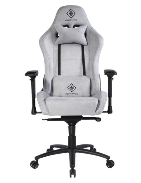 Gaming chair soft Alcantara light-grey DC440D ergonomica, doppio cuscinetto nuca-schiena