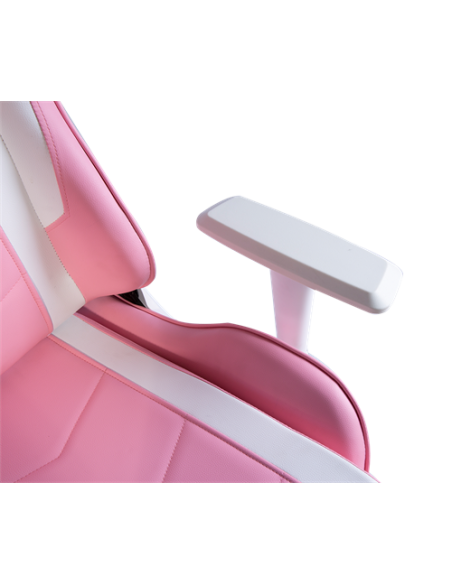 Gaming Chair DCH80 ergonomica, ecopelle, white/pink, doppio cuscinetto nuca-schiena