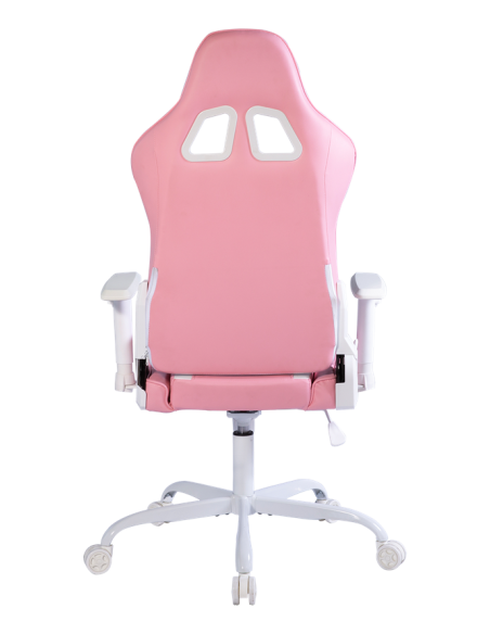 Gaming Chair DCH80 ergonomica, ecopelle, white/pink, doppio cuscinetto nuca-schiena