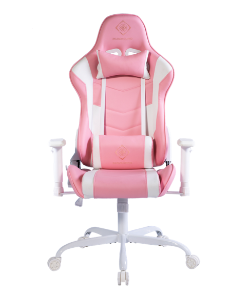 Gaming Chair DCH80 ergonomica, ecopelle, white/pink, doppio cuscinetto nuca-schiena
