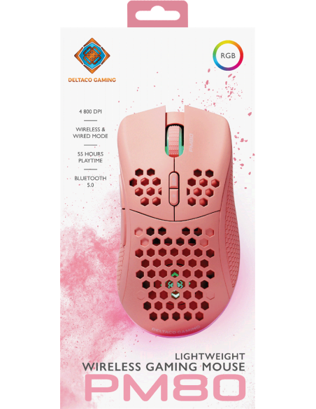 Mouse Right-hand RF Wireless + USB Type-C Laser 4800 DPI, Pink RGB