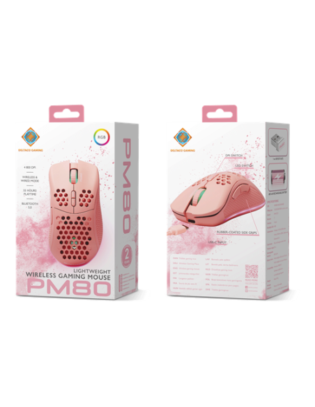 Mouse Right-hand RF Wireless + USB Type-C Laser 4800 DPI, Pink RGB