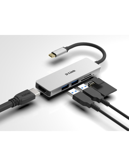 Notebook Dock/Port Replicator Wired USB 3.2 Gen 1 (3.1 Gen 1) Type-C Aluminium, Black  MicroSD (TransFlash), SD, SDHC 2xUSB 3.0