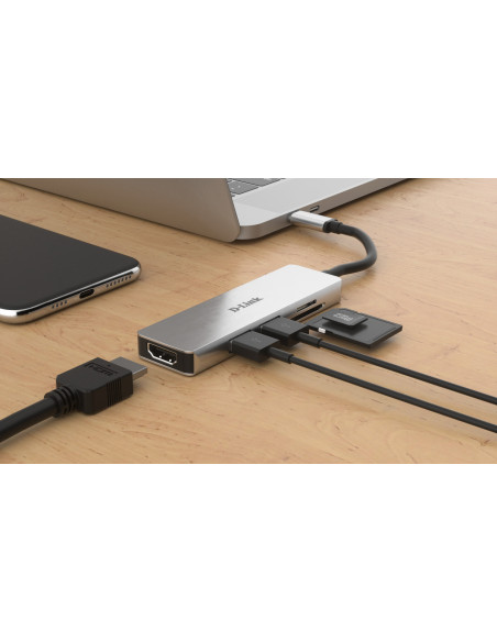 Notebook Dock/Port Replicator Wired USB 3.2 Gen 1 (3.1 Gen 1) Type-C Aluminium, Black  MicroSD (TransFlash), SD, SDHC 2xUSB 3.0