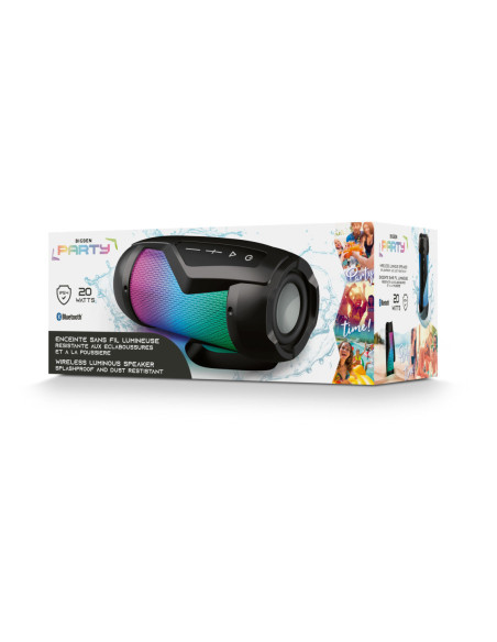 Speaker Luminous Splashpoof (IP54)Bluetooth 5.0, dual pairing Bluetooth system,  Lights effects, power 20W, rechargeable batter