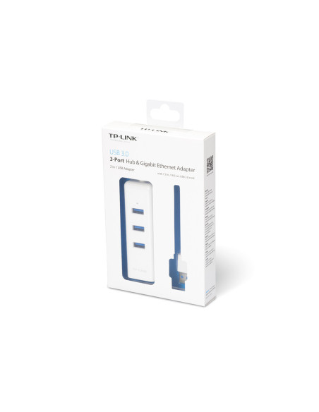 UE330 HUB USB 3.2 Gen Type-A White 3 USB-A 3.0 Ports 1 Gigabit Ethernet