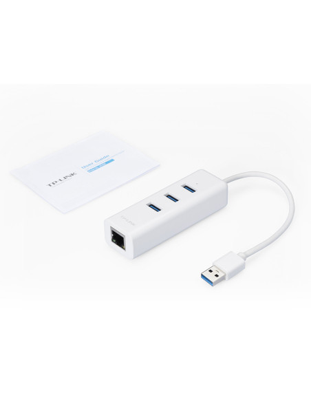 UE330 HUB USB 3.2 Gen Type-A White 3 USB-A 3.0 Ports 1 Gigabit Ethernet