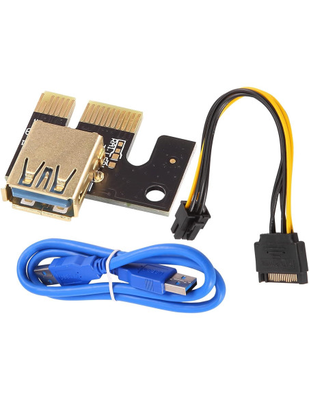 Riser Ver009S USB 3.0 PCI-E Express 1X 4x 8x 16x Extender Riser Adapter Card SATA 15pin to 6 pin Power Cable
