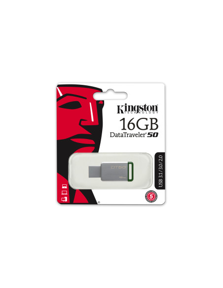 16GB DataTraveler 50 USB tipo A 3.2 Gen 1 (3.1 Gen 1) Verde, Argento