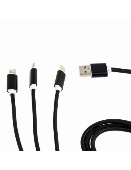 Cavo ricarica USB 3-in-1, nero, 1 mt