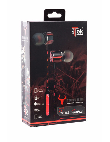Taurus IE100 Headset Wired In-ear Gaming Black, Red