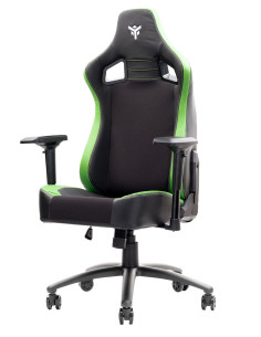 SCOUT PM30 Gaming Chair PVC e Tessuto Black/Green con Poggiatesta, Cuscino Lombare, braccioli 4D