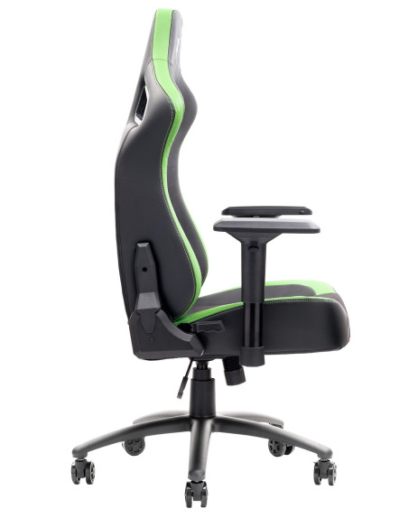 SCOUT PM30 Gaming Chair PVC e Tessuto Black/Green con Poggiatesta, Cuscino Lombare, braccioli 4D