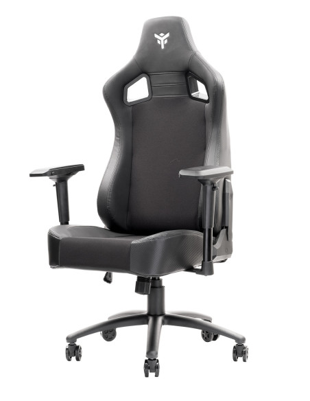SCOUT PM30 Gaming Chair PVC e Tessuto Black/White con Poggiatesta, Cuscino Lombare, braccioli 4D